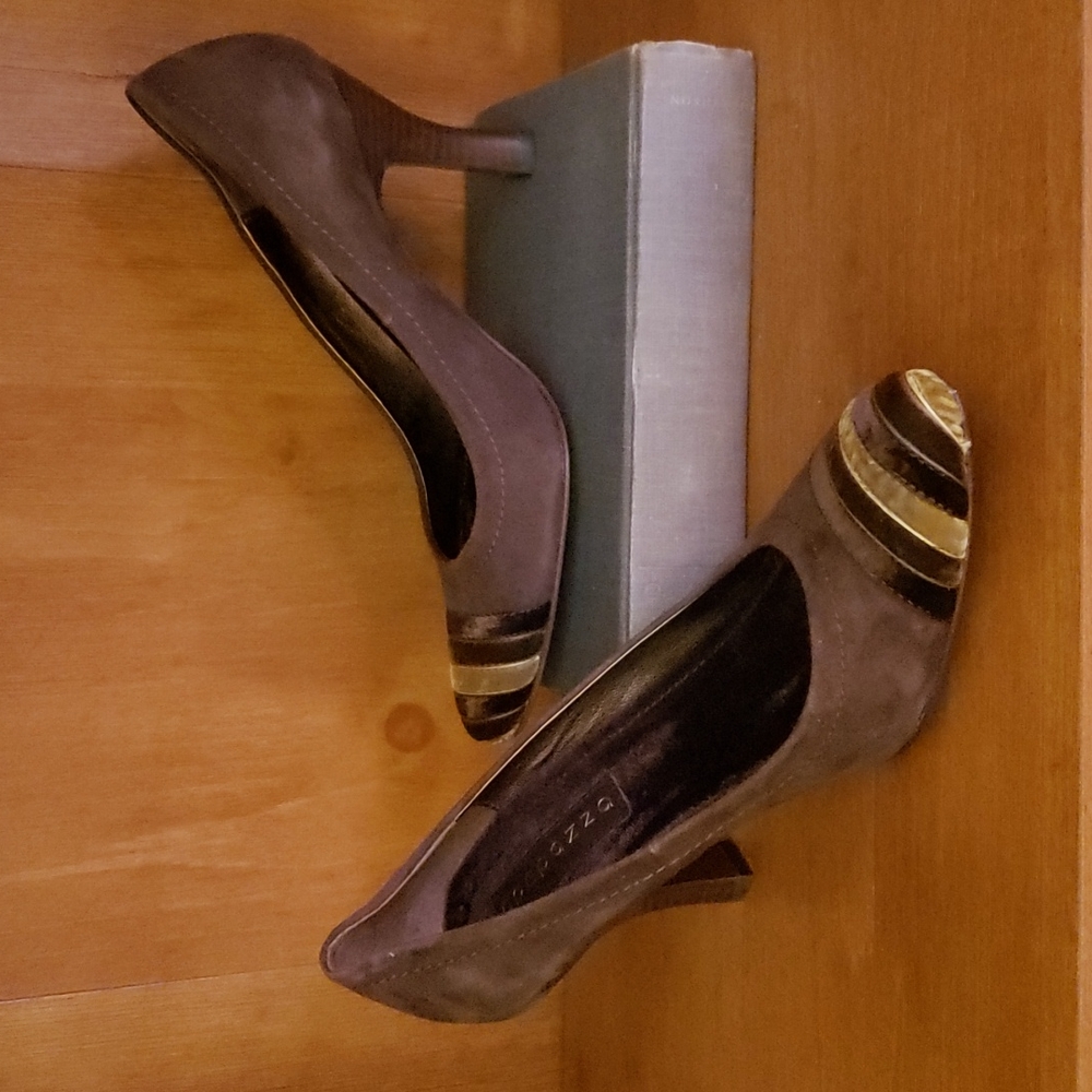 Vintage Apepazzo Slip on Brown Suede Heels Velvet Detail Size 38